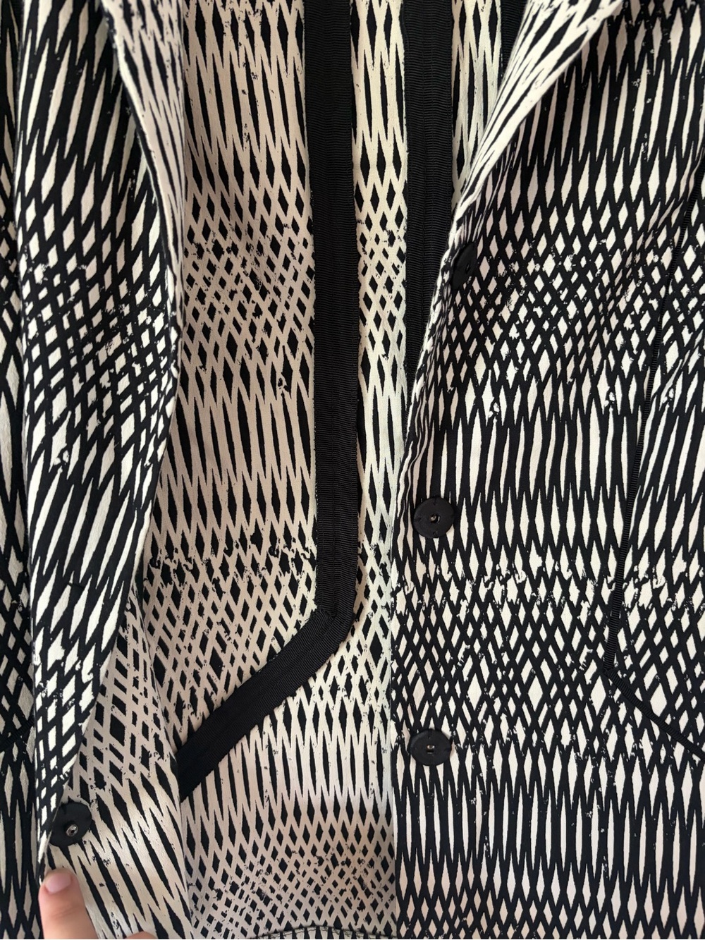 Lafayette 148 Blazer coat geometric business snap button size 4 preppy - Picture 3 of 8